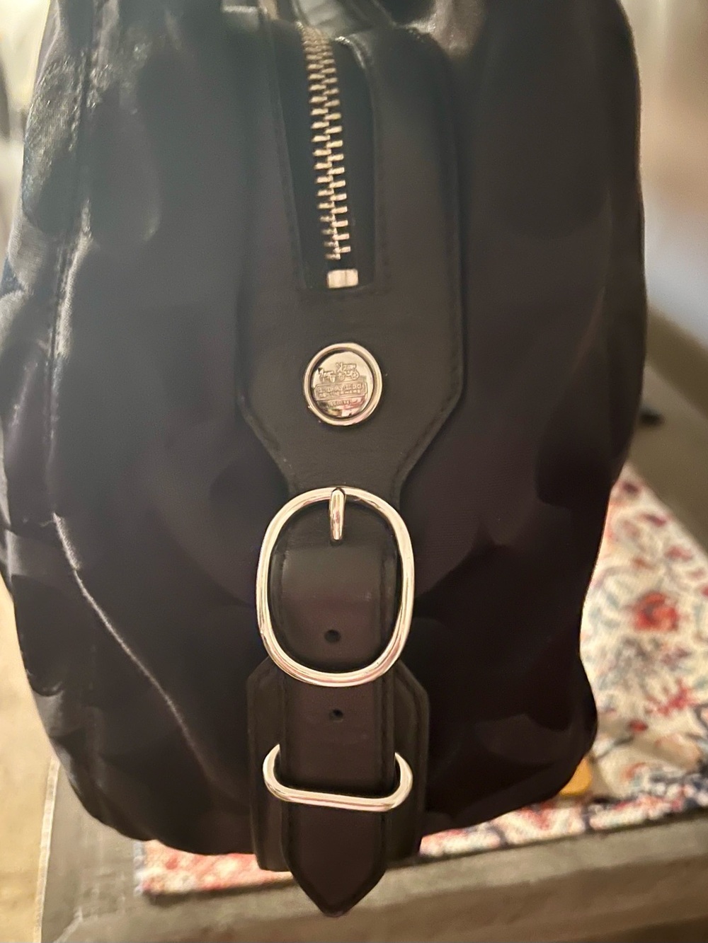 Coach Black Signature Jacquard Shoulder Bag with Silver Hardware - Picture 4 of 8